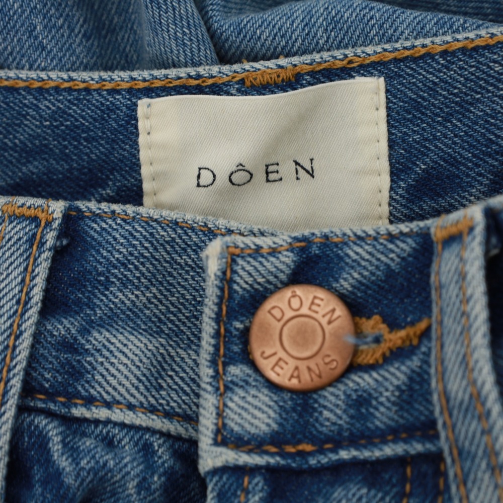 DOEN Benedicte High Rise Straight Leg Jeans Palais Rhone Sz 24 Cotton Butto Fly - Picture 8 of 9